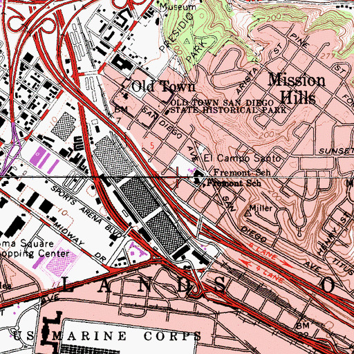 Topographic Map of Fremont Elementary School, CA