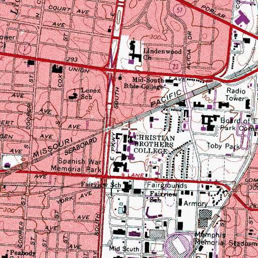 Topographic Map of O'Hara Hall, TN