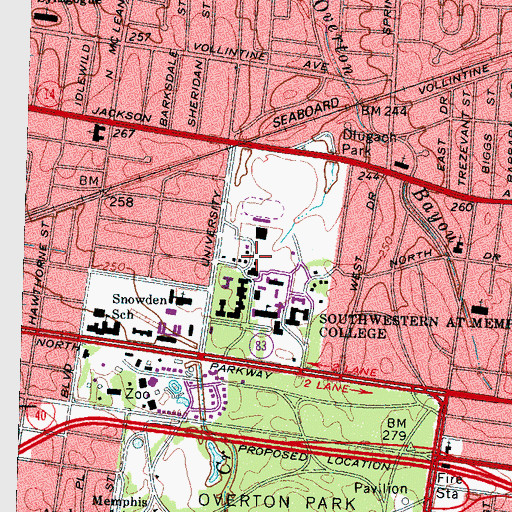 Topographic Map of Paul Barrett Junior Library, TN