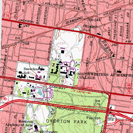 Topographic Map of Rhodes Tower, TN