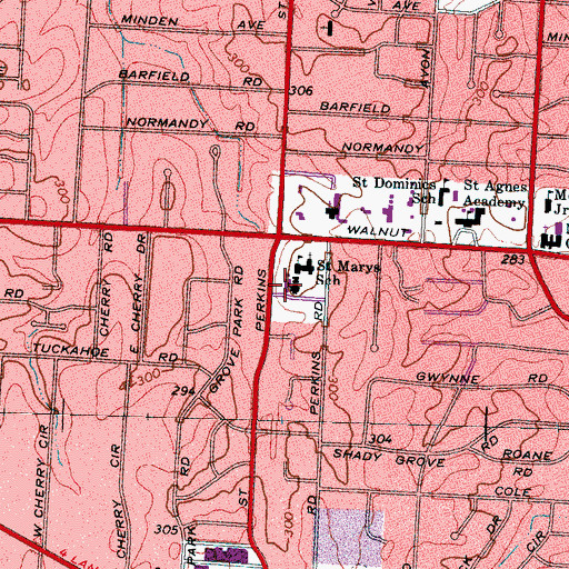 Topographic Map of Saint Marys Episcopal School Library, TN