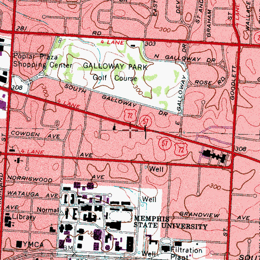 Topographic Map of Thomas G Carpenter Student Housing Complex, TN