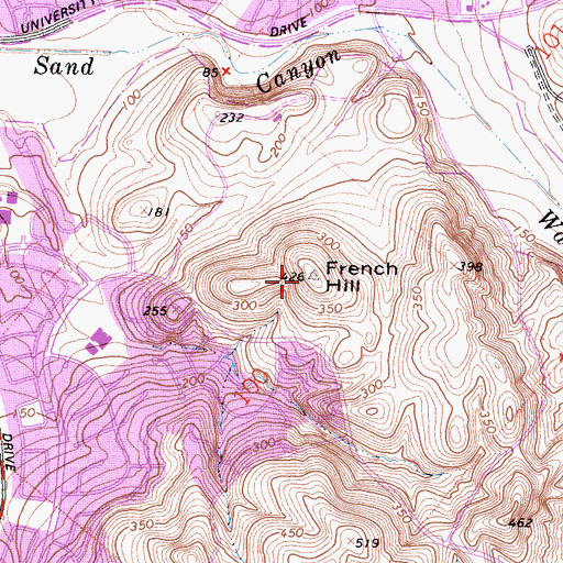 Topographic Map of French Hill, CA