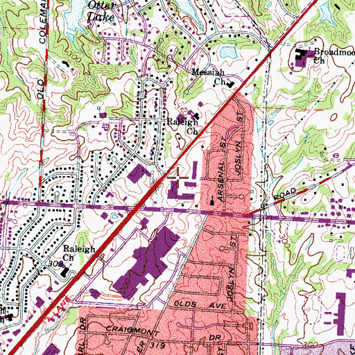 Topographic Map of Agape Christian Faith Ministries, TN