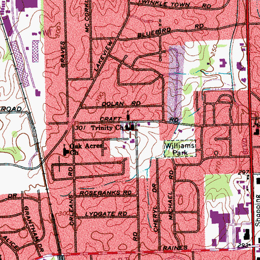 Topographic Map of All Believers Christian Center, TN