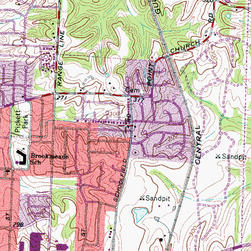 Topographic Map of Ardmore Terrace Baptist Church, TN