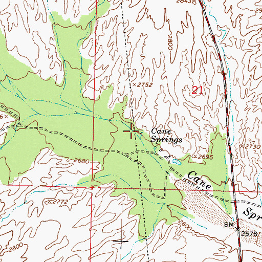 Topographic Map of Cane Springs, AZ