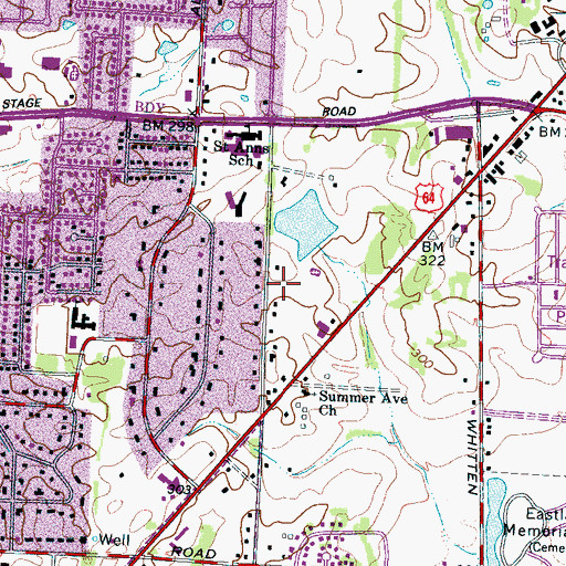 Topographic Map of Bartlett Church of Christ, TN