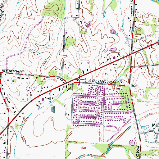 Topographic Map of Bartlett First Assembly of God, TN