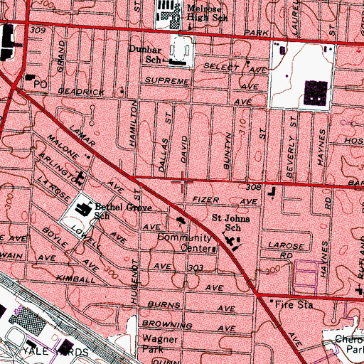 Topographic Map of Believers in Faith Missionary Baptist Church, TN