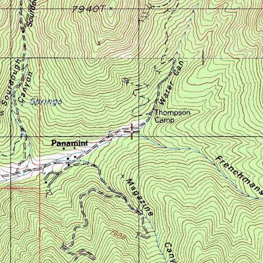 Topographic Map of Frenchmans Canyon, CA