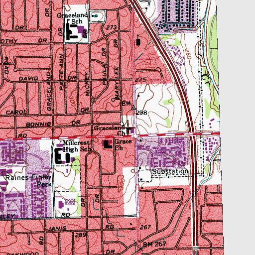 Topographic Map of Berean Missionary Baptist Church, TN