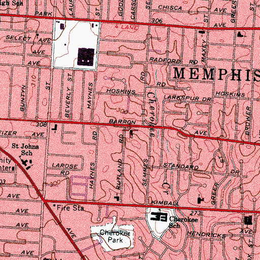 Topographic Map of Bethany Seventh Day Adventist Church, TN