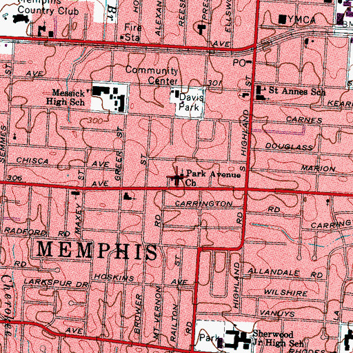 Topographic Map of Bethel Temple Church of God in Christ, TN