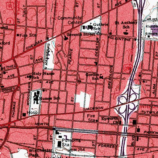 Topographic Map of Bethlehem Missionary Baptist Church, TN