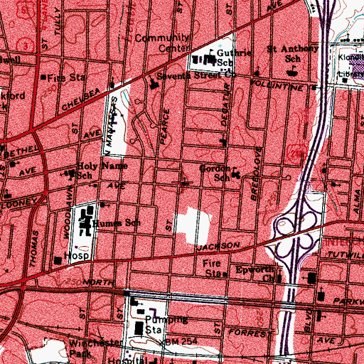 Topographic Map of Bethlehem Outreach Ministry, TN