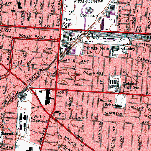 Topographic Map of Beulah Baptist Church Family Life Center, TN