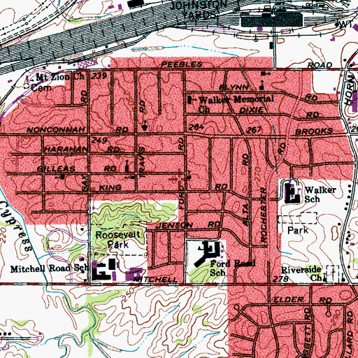 Topographic Map of Blessed God Holiness Church, TN