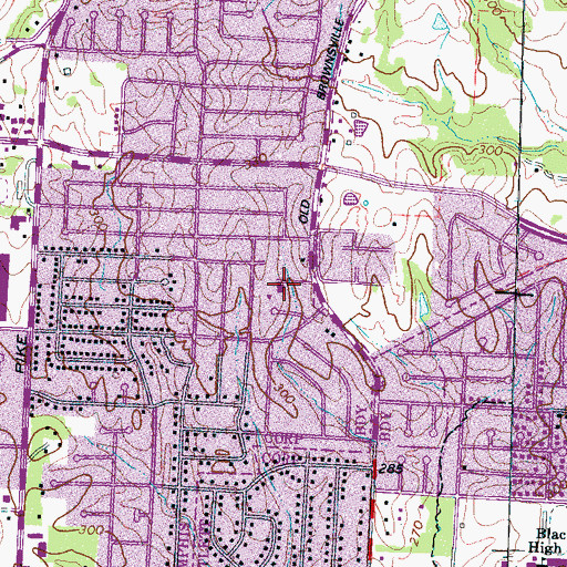 Topographic Map of Brownsville Road Church of Christ, TN