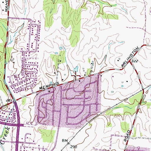 Topographic Map of Calvary Baptist Church, TN