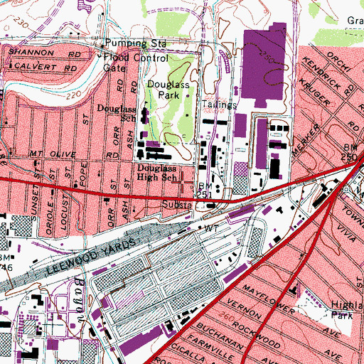 Topographic Map of Calvary Church of God in Christ, TN
