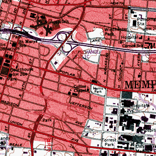 Topographic Map of Calvary Street Ministry, TN