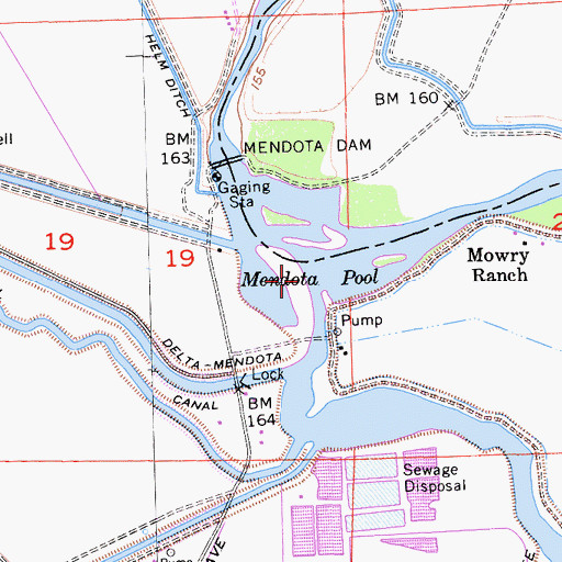 Topographic Map of Fresno Slough, CA
