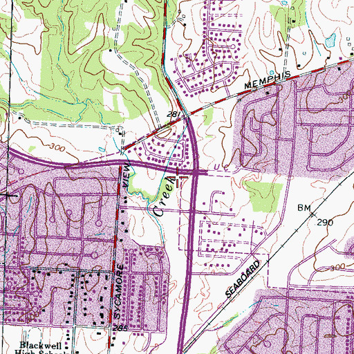 Topographic Map of Central North Church, TN