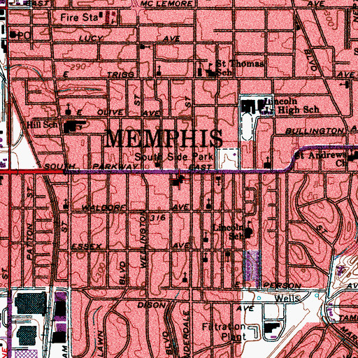 Topographic Map of Christ Communion Church of God in Christ, TN