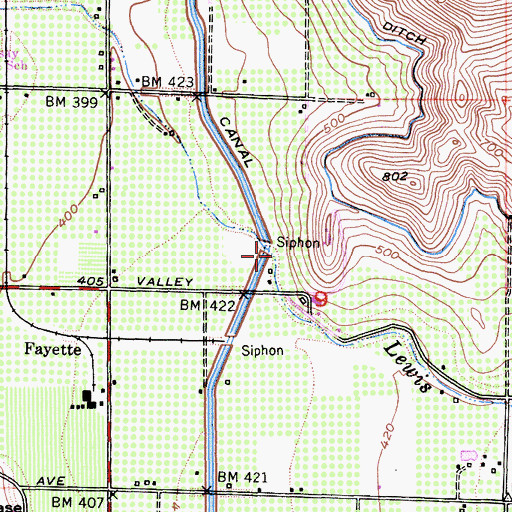 Topographic Map of Friant-Kern Canal, CA