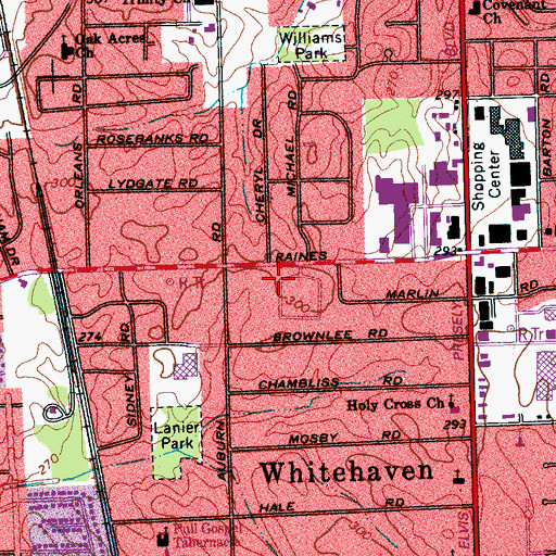 Topographic Map of Christ United Baptist Church, TN