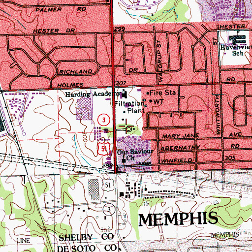 Topographic Map of Christian Methodist Episcopal Temple, TN
