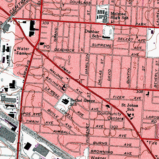 Topographic Map of Church of God In Christ, TN