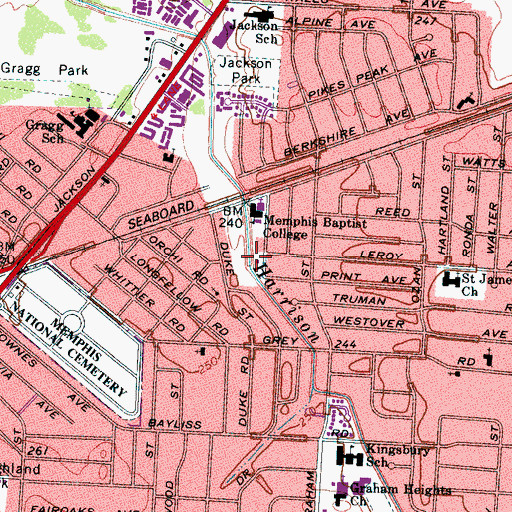 Topographic Map of Church of Jesus Christ of the Oneness Faith, TN