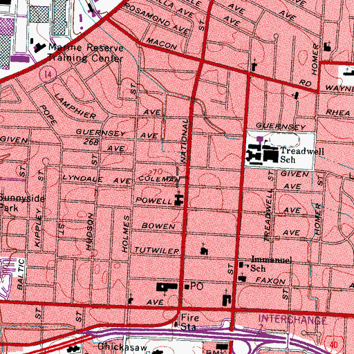 Topographic Map of Coleman Avenue Church of Christ, TN
