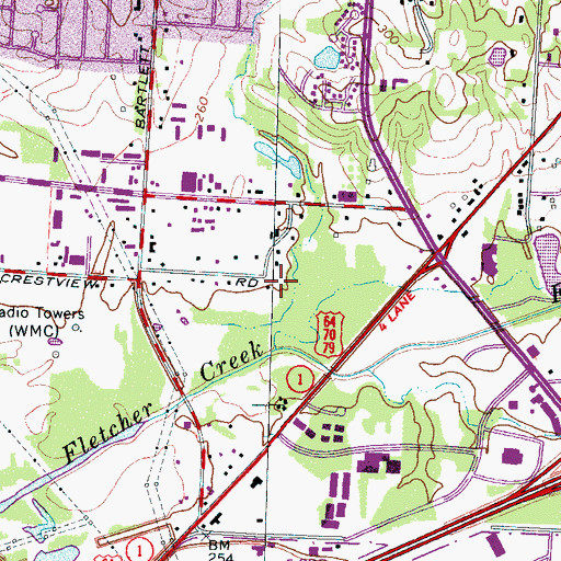 Topographic Map of Crestview Christian Church, TN