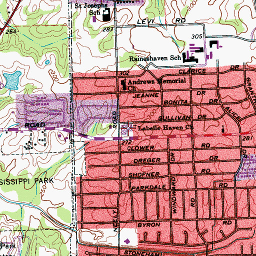 Topographic Map of Cummings Street Baptist Church, TN