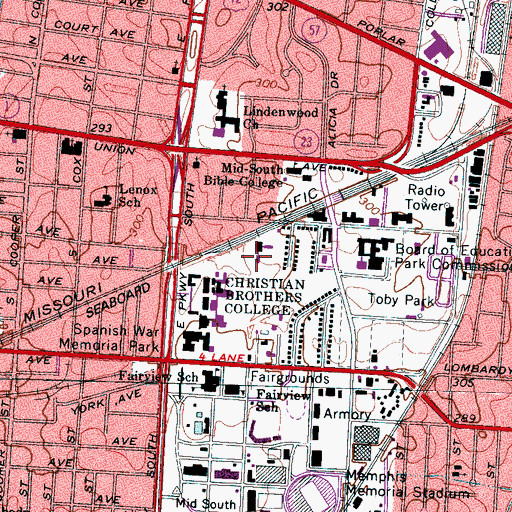 Topographic Map of De LaSalle Chapel, TN