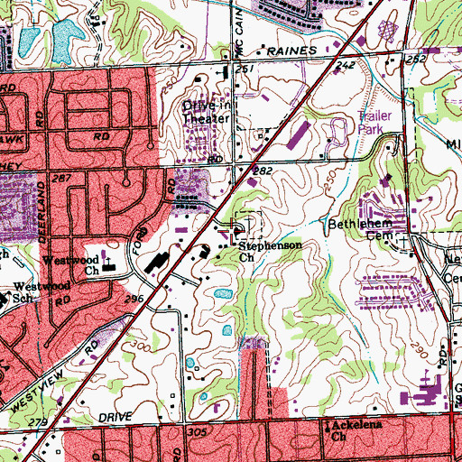 Topographic Map of Divine Temple Church of God In Christ Number 2, TN