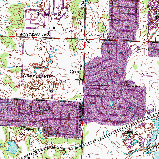 Topographic Map of Easthaven Church of Christ, TN