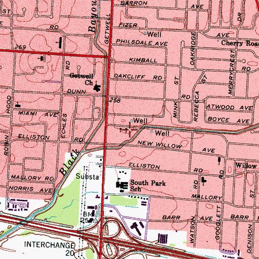 Topographic Map of El-Shaddai Pentecostal Church of Christ, TN