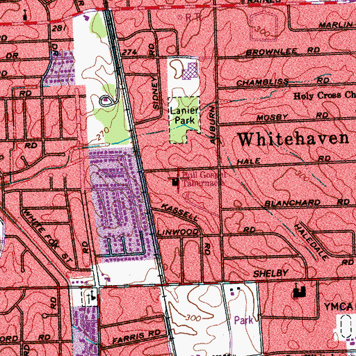 Topographic Map of Emmanuel Baptist Church, TN