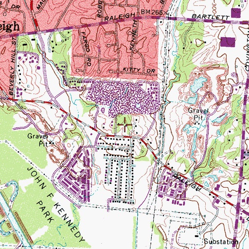 Topographic Map of Emmanuel Baptist Church, TN