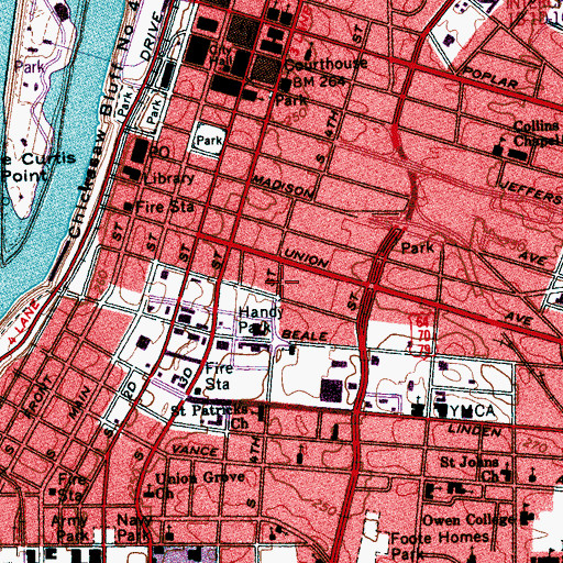 Topographic Map of Emmanuel Pentecostal Cathedral, TN