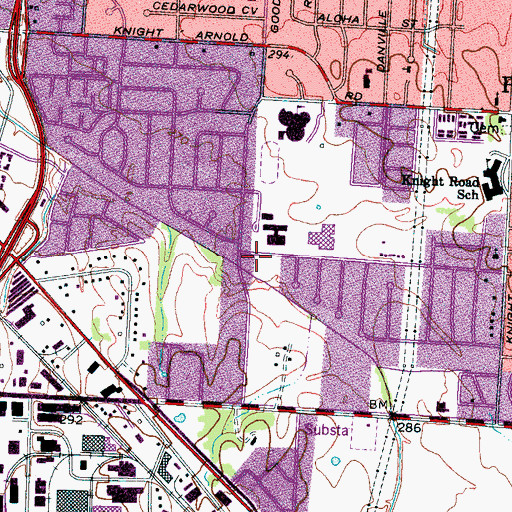 Topographic Map of Fireside Temple Church of God in Christ, TN