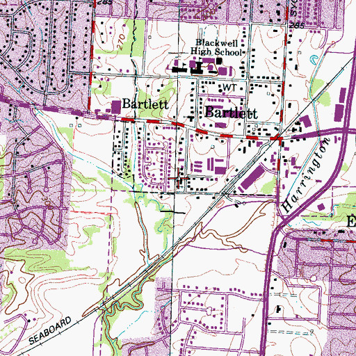 Topographic Map of First Baptist Bartlett Church, TN