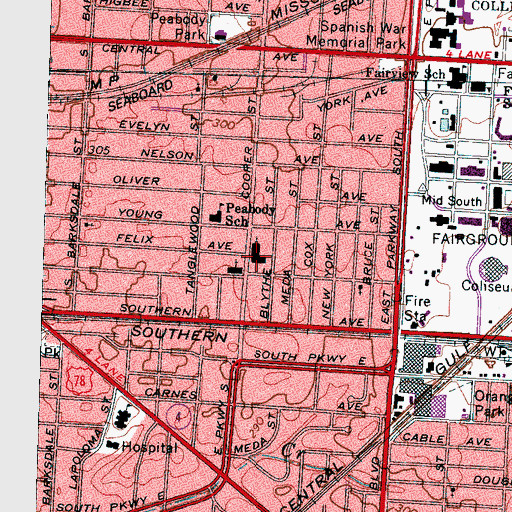 Topographic Map of First Congregational Church United Church of Christ, TN