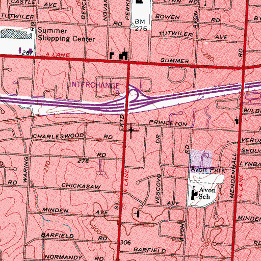 Topographic Map of First Korean Presbyterian Church of Memphis, TN