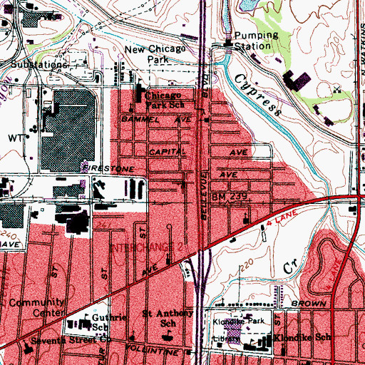 Topographic Map of First Tabernacle Church of God and Christ, TN