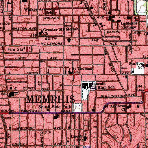Topographic Map of First True Word Church Ministry, TN